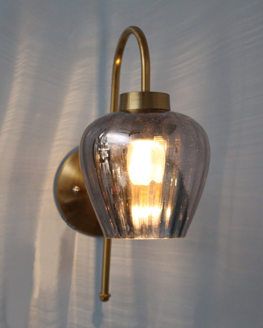 Vintage & Timeless Soft Diffused Glow Smoked Glass with Gold Finish Wall Light | 9 x 12 inches