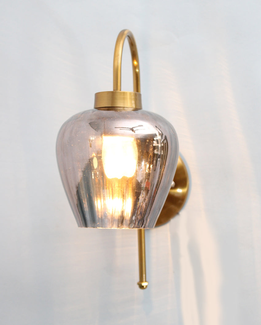 Vintage & Timeless Soft Diffused Glow Smoked Glass with Gold Finish Wall Light | 9 x 12 inches