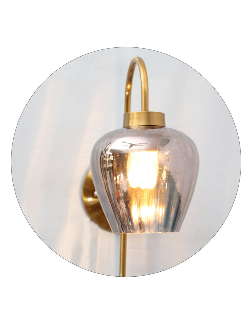 Vintage & Timeless Soft Diffused Glow Smoked Glass with Gold Finish Wall Light | 9 x 12 inches