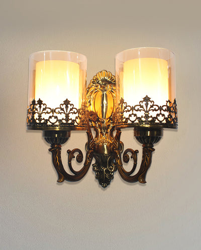 Brown Metal Double Arm Classic Wall Light