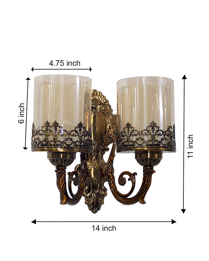 Brown Metal Double Arm Classic Wall Light