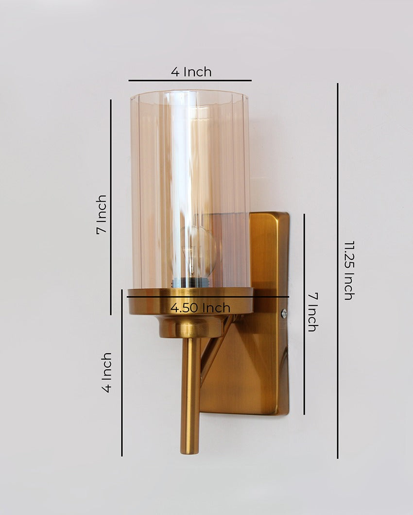 Decorative Gold Wall Light with Amber Glass Metal Light | 4 x 3 x 12 inches