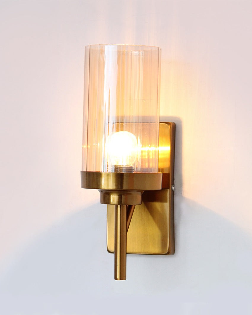 Decorative Gold Wall Light with Amber Glass Metal Light | 4 x 3 x 12 inches