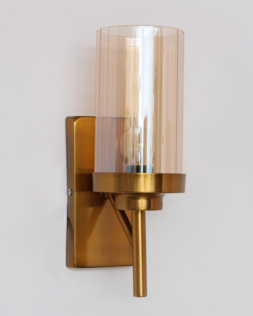 Decorative Gold Wall Light with Amber Glass Metal Light | 4 x 3 x 12 inches