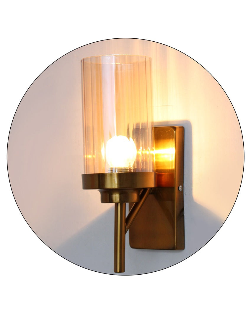 Decorative Gold Wall Light with Amber Glass Metal Light | 4 x 3 x 12 inches