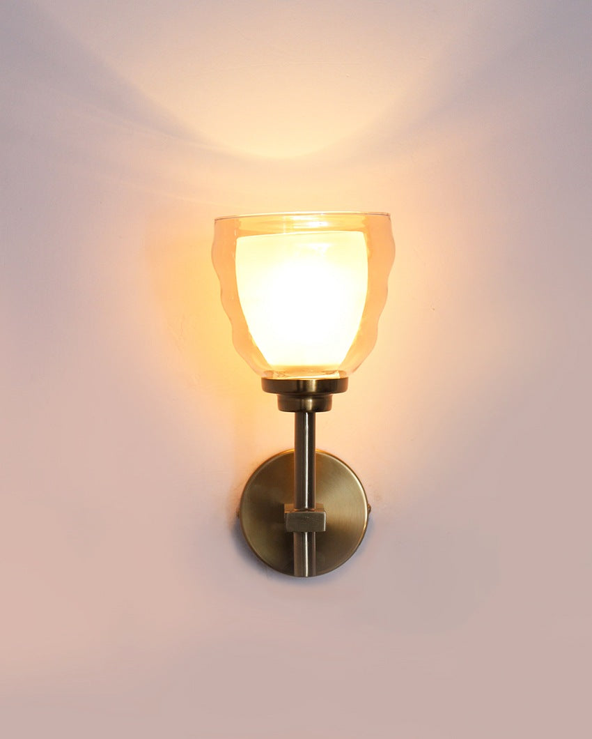 Classic Golden Metal Wall Light with Antique Brass Finish | 4 x 4 x 10 inches