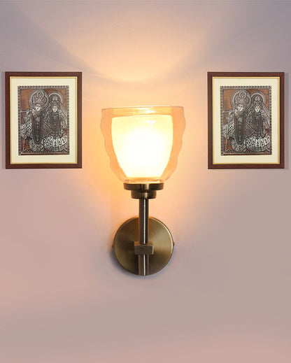 Classic Golden Metal Wall Light with Antique Brass Finish | 4 x 4 x 10 inches