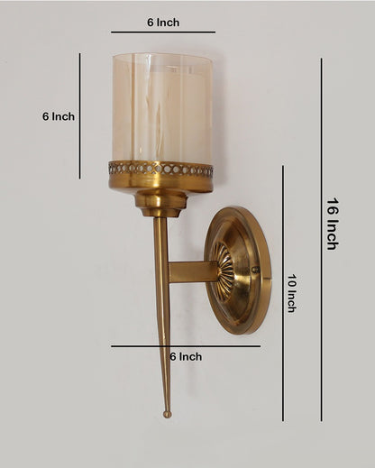 Vintage Brass Sconce with Cutout Design Metal Wall Light | 6 x 6 x 16 inches