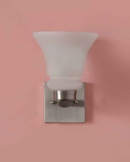 Classic Chrome Sconce with Frosted Glass Metal Wall Light | 4 x 4 x 9 inches