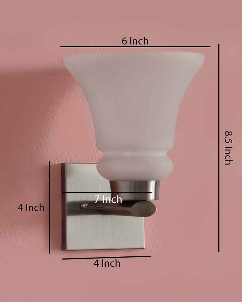 Classic Chrome Sconce with Frosted Glass Metal Wall Light | 4 x 4 x 9 inches