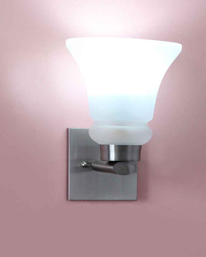 Classic Chrome Sconce with Frosted Glass Metal Wall Light | 4 x 4 x 9 inches