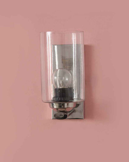 Fancy Chrome Light with Crystal Clear Glass Metal Wall Light | 4 x 4 x 7 inches