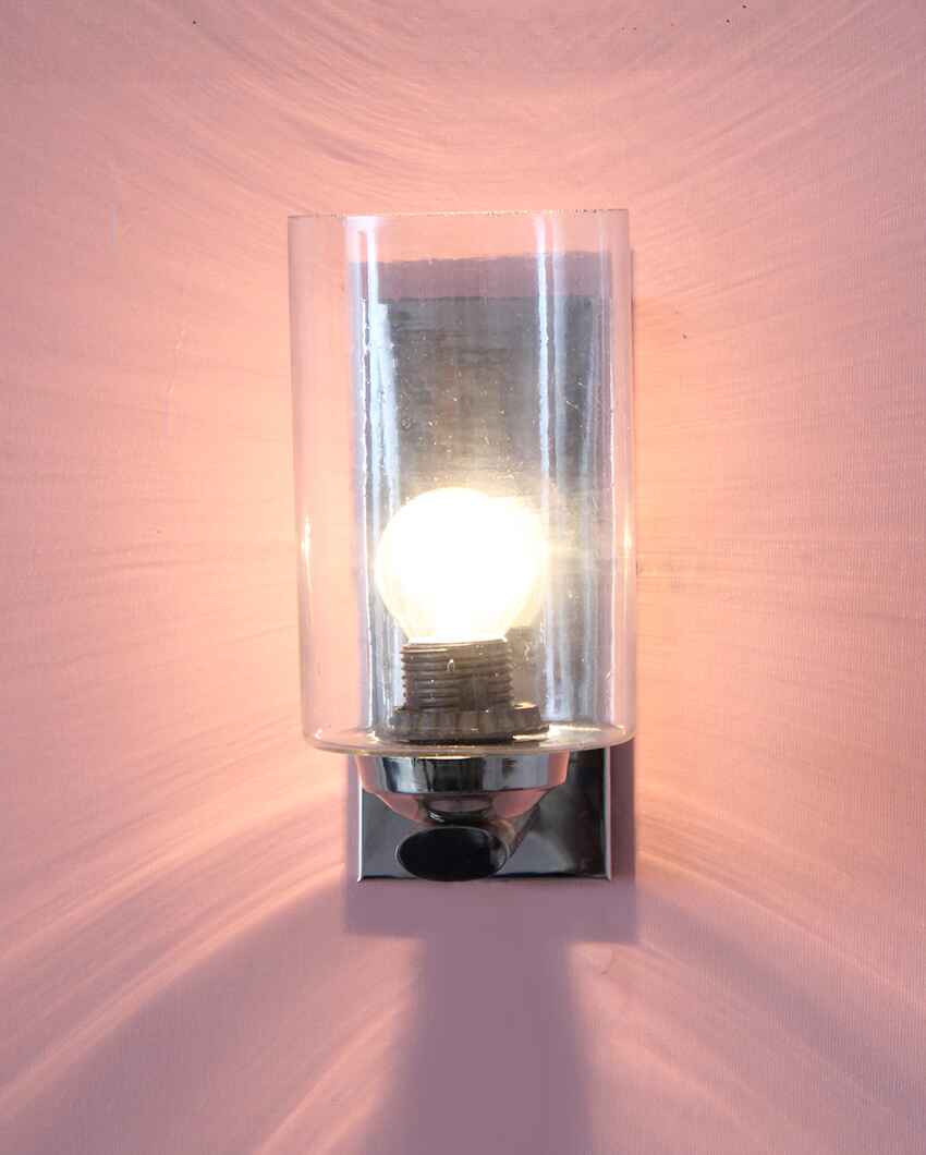 Fancy Chrome Light with Crystal Clear Glass Metal Wall Light | 4 x 4 x 7 inches