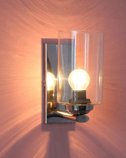 Fancy Chrome Light with Crystal Clear Glass Metal Wall Light | 4 x 4 x 7 inches