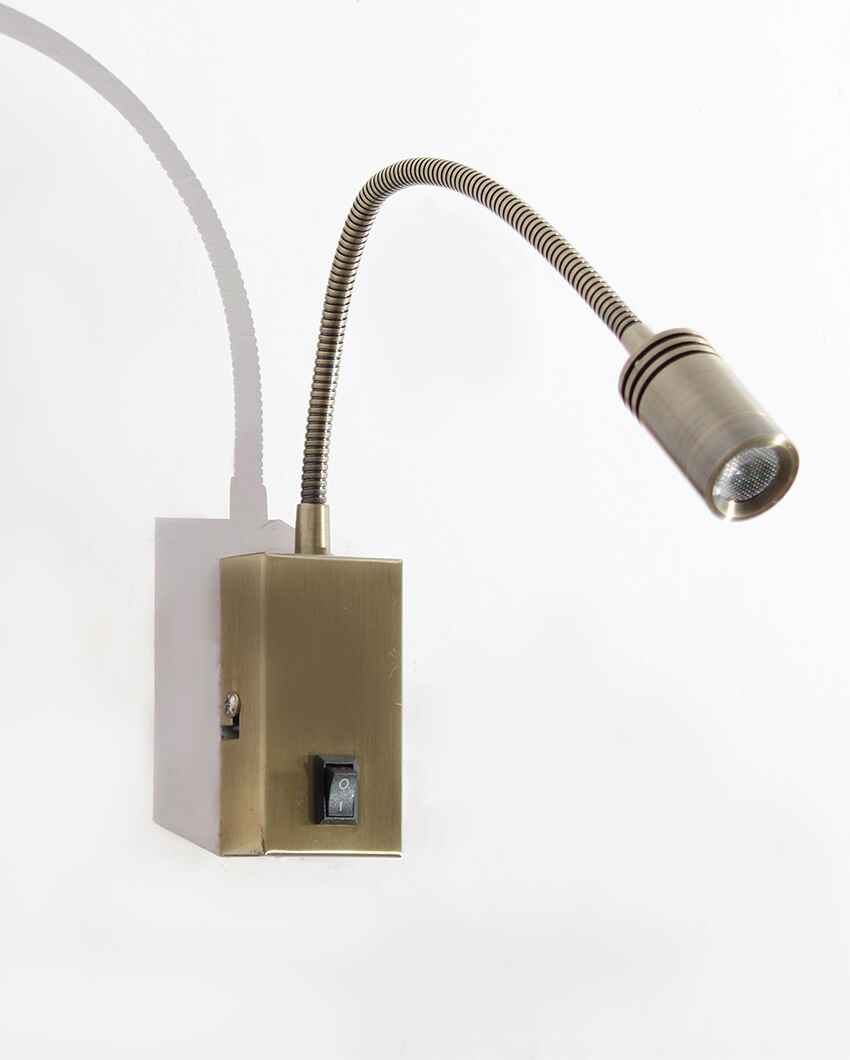 Brass LED Reading Spotlight Wall Mount Metal Light | 12 x 2 x 3 inches