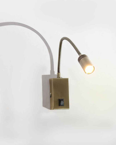 Brass LED Reading Spotlight Wall Mount Metal Light | 12 x 2 x 3 inches