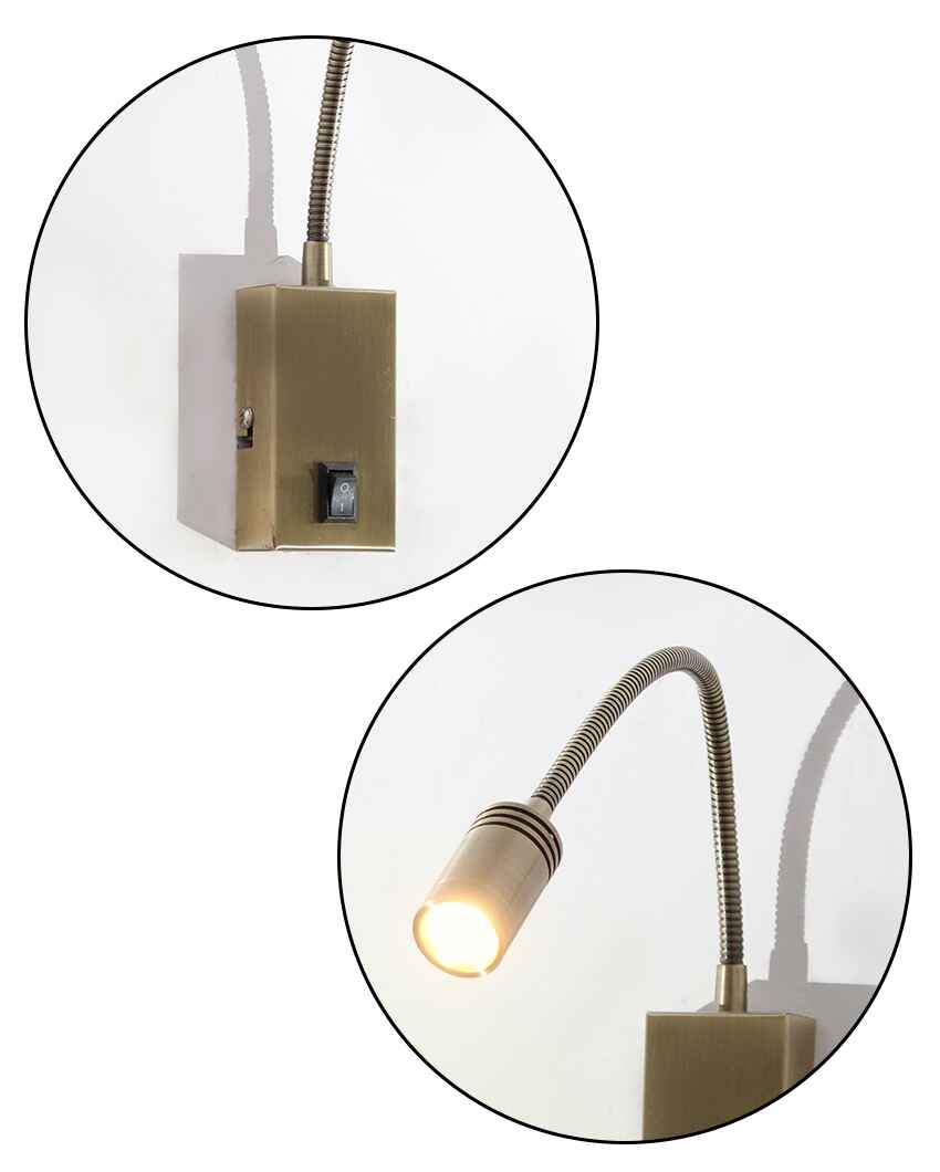 Brass LED Reading Spotlight Wall Mount Metal Light | 12 x 2 x 3 inches