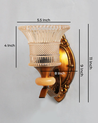 Antique & Glamorous Radiant Shine Crystal Pendant with Gold Finish Sconce Wall Light | 8 x 15 inches