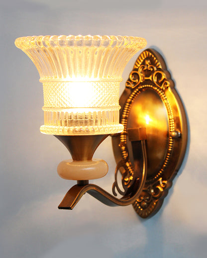 Antique & Glamorous Radiant Shine Crystal Pendant with Gold Finish Sconce Wall Light | 8 x 15 inches