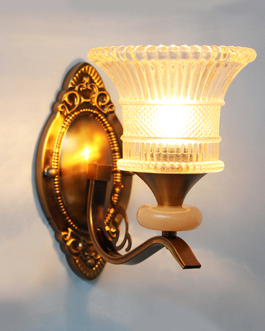 Antique & Glamorous Radiant Shine Crystal Pendant with Gold Finish Sconce Wall Light | 8 x 15 inches