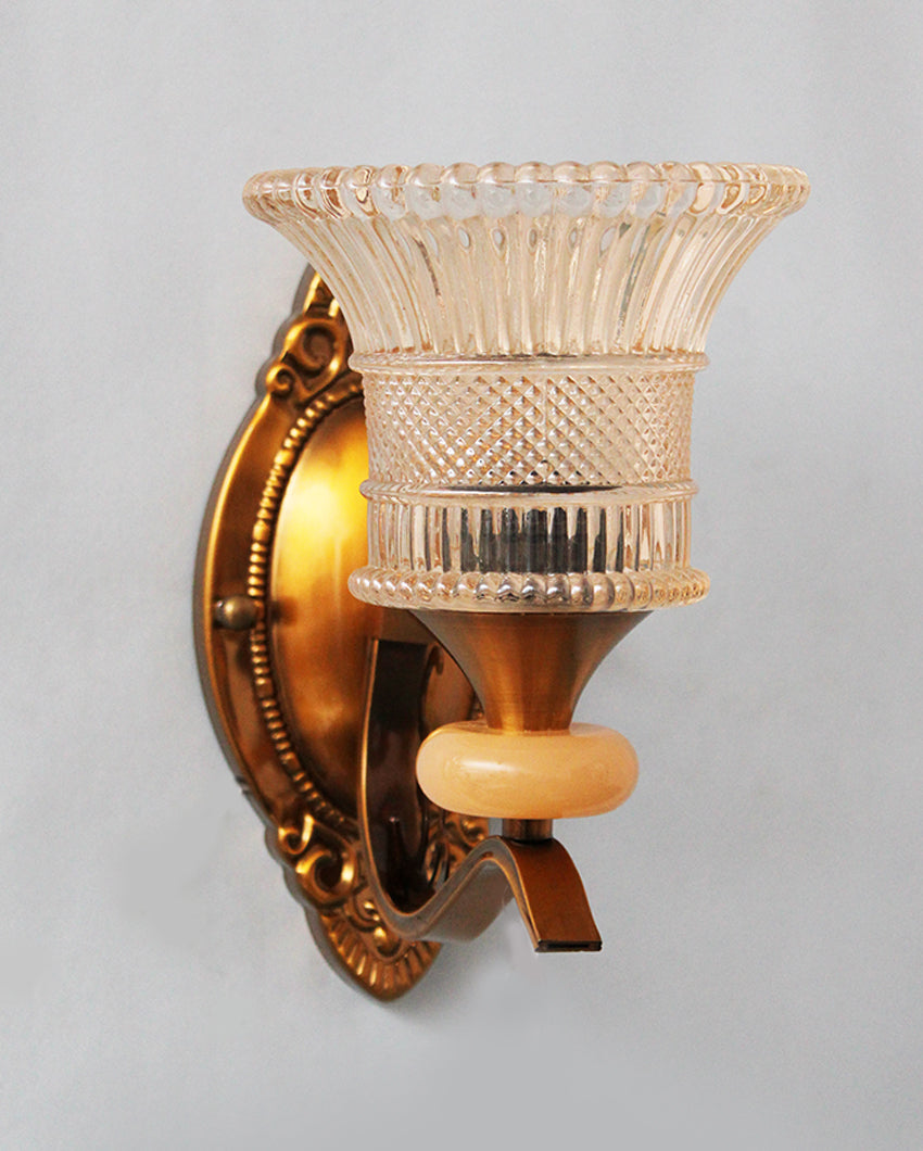 Antique & Glamorous Radiant Shine Crystal Pendant with Gold Finish Sconce Wall Light | 8 x 15 inches