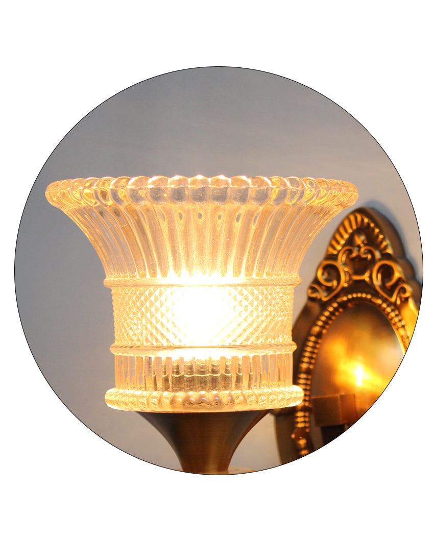 Antique & Glamorous Radiant Shine Crystal Pendant with Gold Finish Sconce Wall Light | 8 x 15 inches