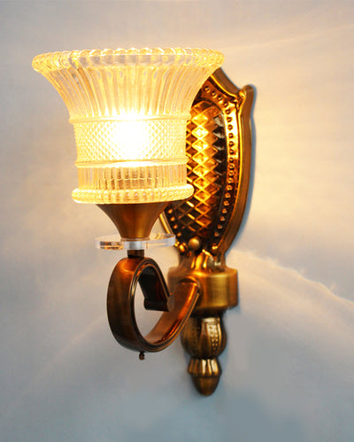 Vintage & Regal Brass Crystal Pendant and Decorative Touch with Gold Finish Sconce Wall Light | 6 x 12 inches