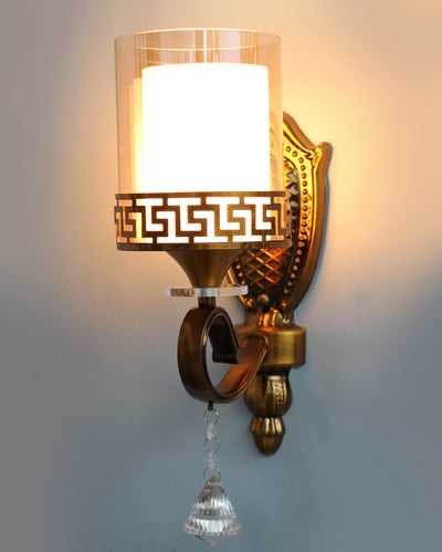 Decorative & Warm Accents Vintage Brass Amber Glass with Gold Finish Sconce Wall Light | 8 x 19 inches