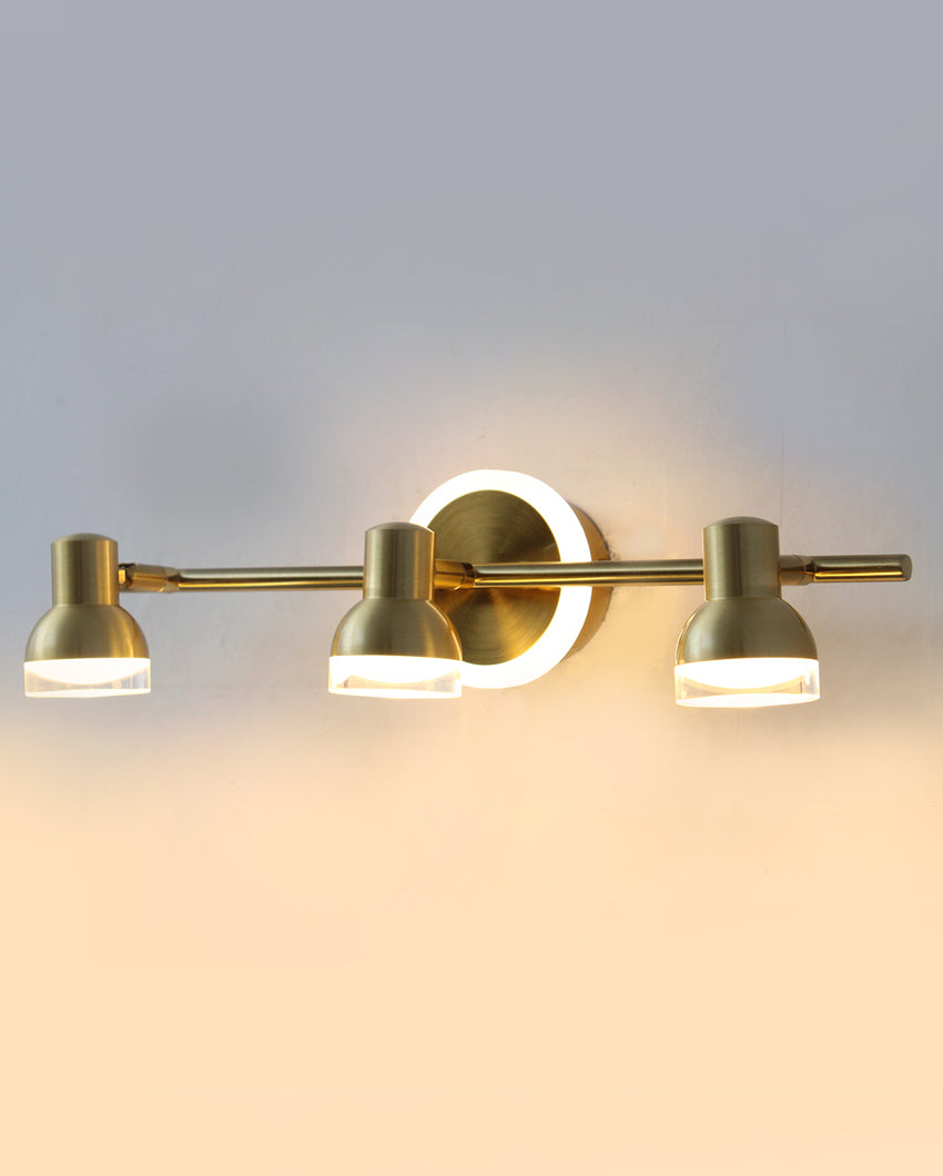 Golden & Luxe Glow Triple-Head Picture LED Backplate with Gold Finish Wall Light | 17 x 3 inches