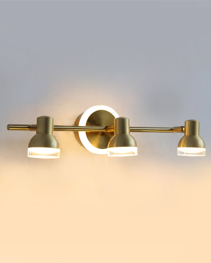 Golden & Luxe Glow Triple-Head Picture LED Backplate with Gold Finish Wall Light | 17 x 3 inches