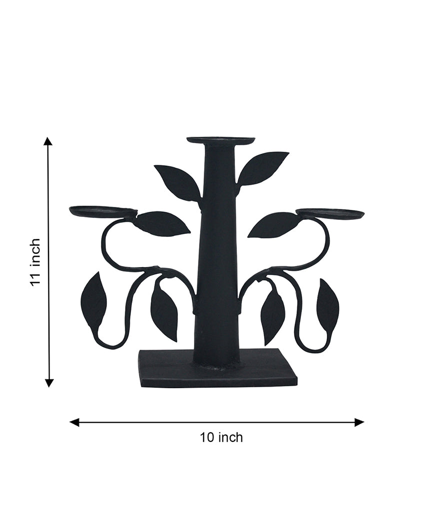 Tree & Leaf  Bastar Tribal Art Decorative Tea Light Candle Holder | 10 x 3 x 11 inches