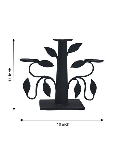 Tree & Leaf  Bastar Tribal Art Decorative Tea Light Candle Holder | 10 x 3 x 11 inches