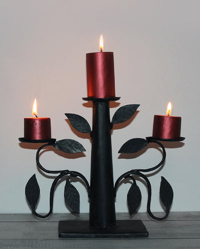 Tree & Leaf  Bastar Tribal Art Decorative Tea Light Candle Holder | 10 x 3 x 11 inches