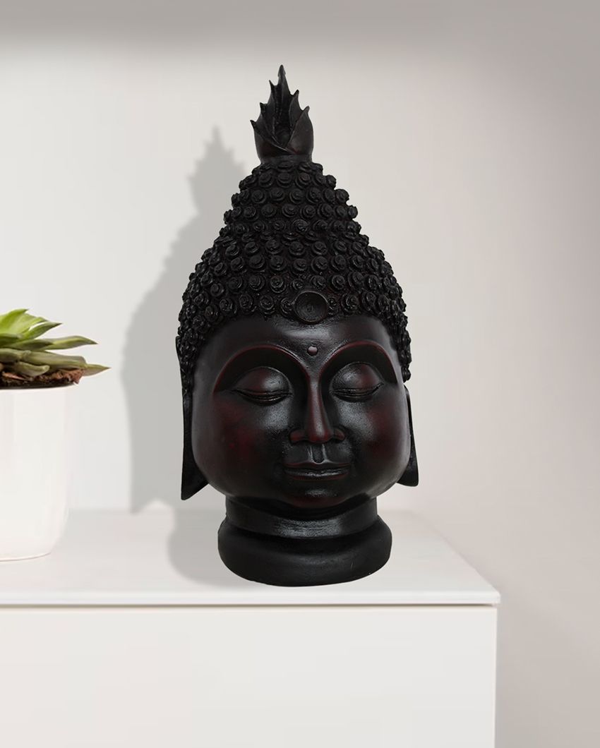 Wooden & Marble Stone Dust Buddha Face Statue For Home Décor