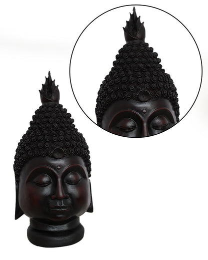 Wooden & Marble Stone Dust Buddha Face Statue For Home Décor