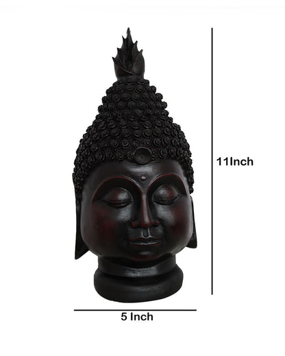 Wooden & Marble Stone Dust Buddha Face Statue For Home Décor