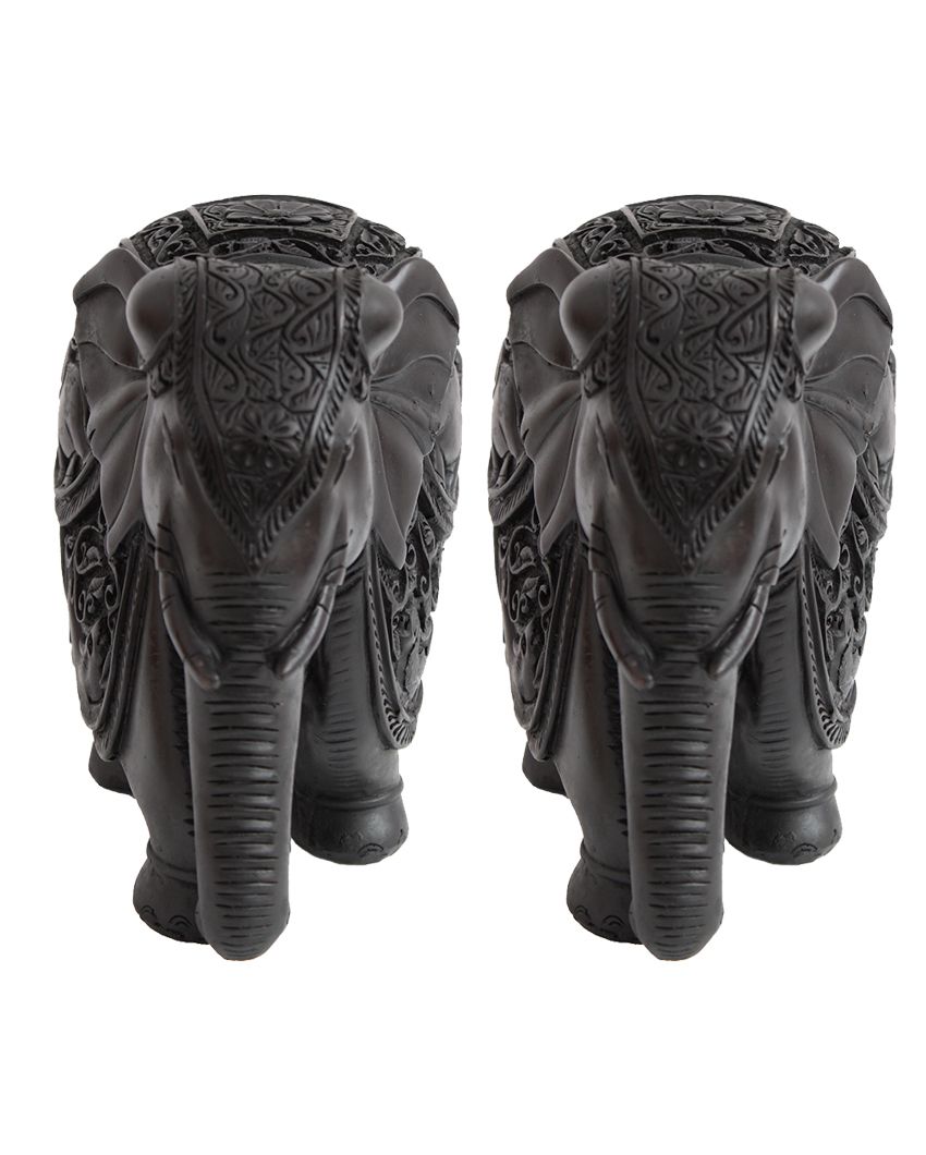 Handicraft Elephant Marble Stone Statues Showpiece | Set of 2