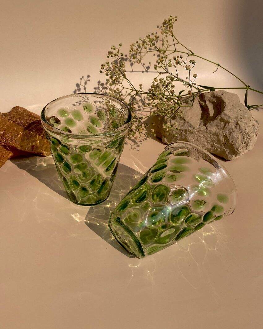 Beautiful Feline Design Hand Blown Glasses | Set Of 2