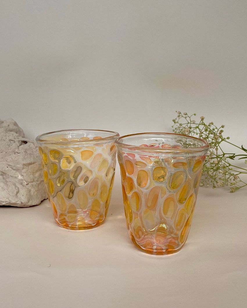 Beautiful Feline Design Hand Blown Glasses | Set Of 2