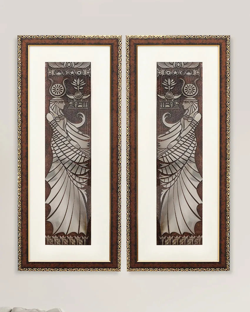 Golden Brown Egyptian Goddess Wall Painting | 10 x 23