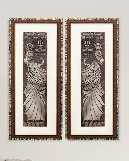 Golden Brown Egyptian Goddess Wall Painting | 10 x 23