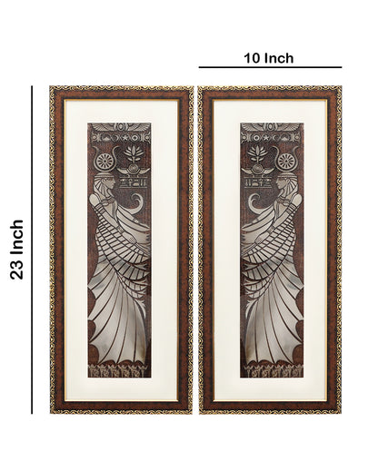 Golden Brown Egyptian Goddess Wall Painting | 10 x 23