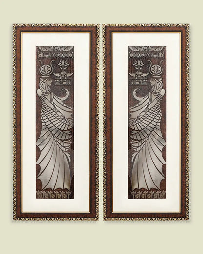 Golden Brown Egyptian Goddess Wall Painting | 10 x 23