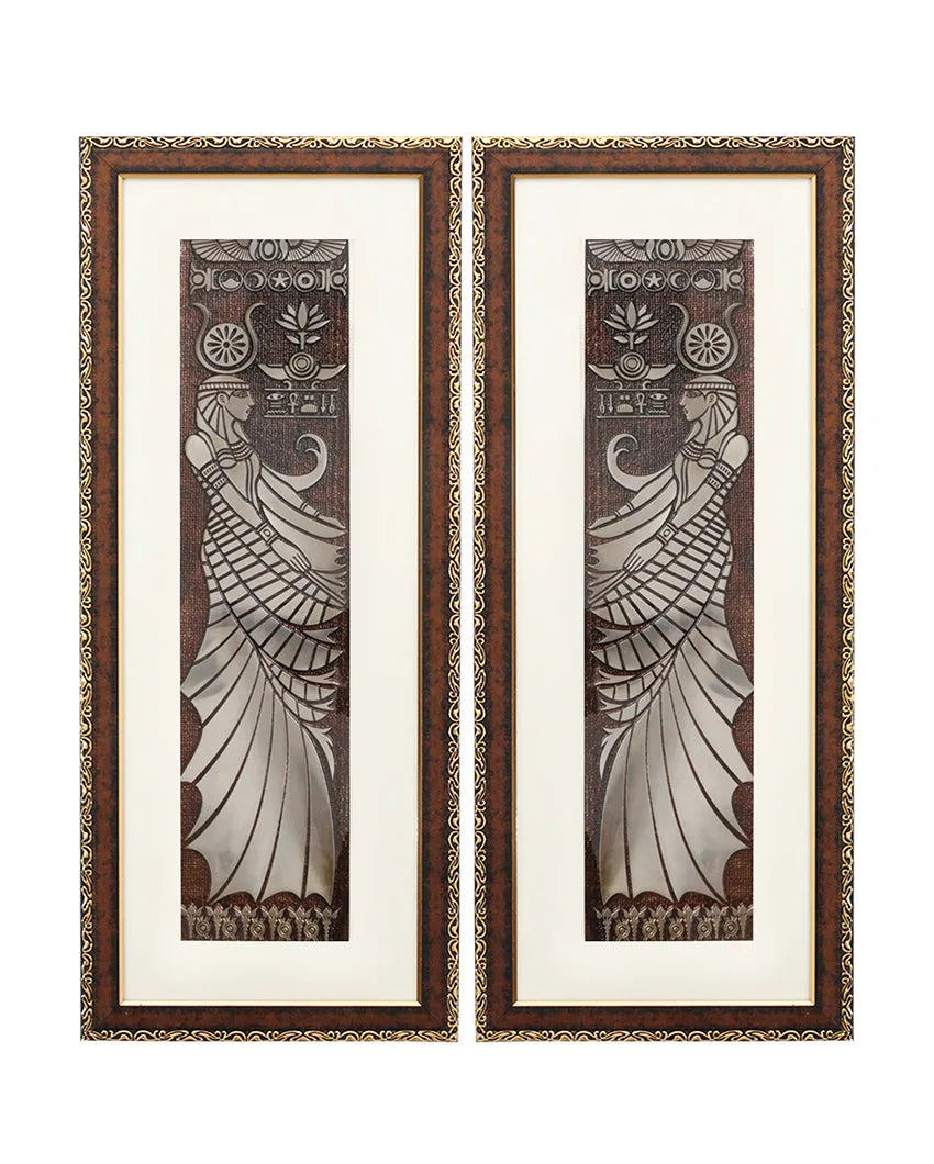 Golden Brown Egyptian Goddess Wall Painting | 10 x 23