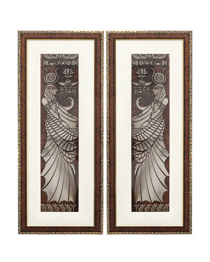 Golden Brown Egyptian Goddess Wall Painting | 10 x 23