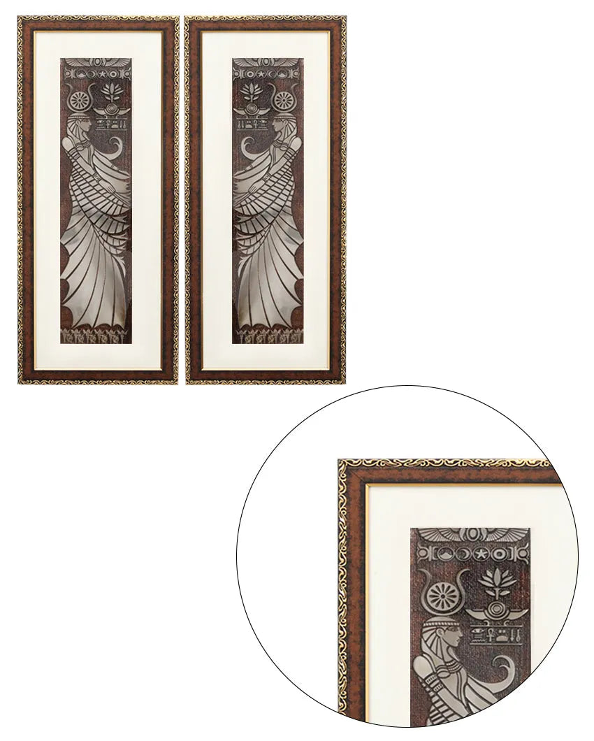 Golden Brown Egyptian Goddess Wall Painting | 10 x 23