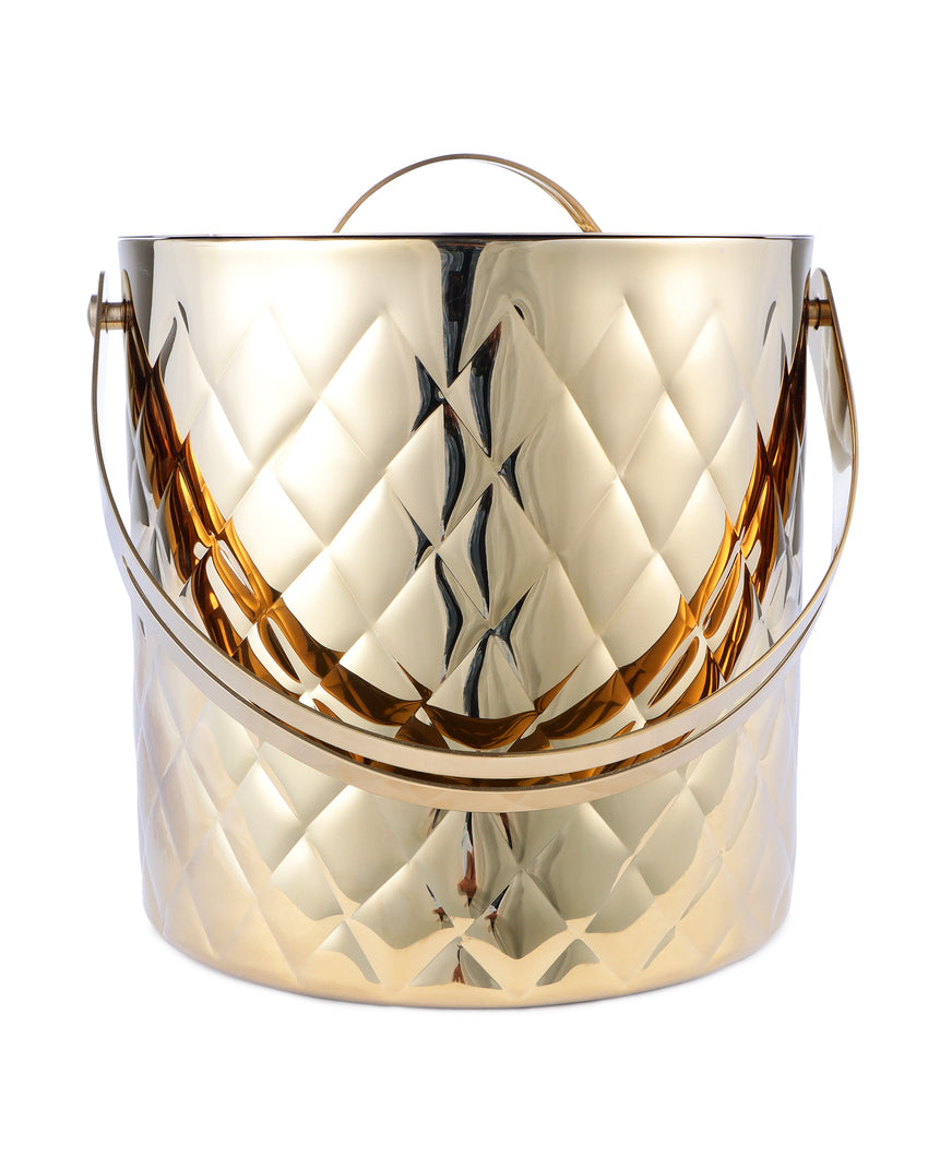 Luxurious Elegant Diamond Ice Bucket With Lid & Tong | 7 x 12 inches