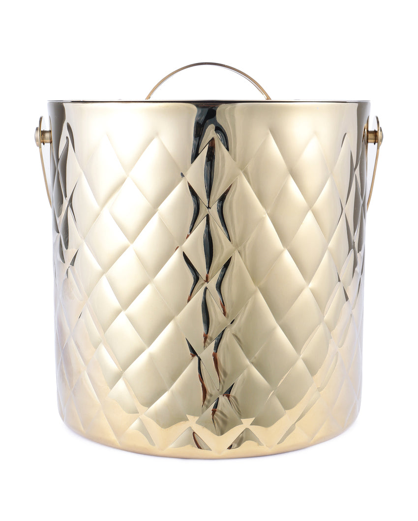 Luxurious Elegant Diamond Ice Bucket With Lid & Tong | 7 x 12 inches