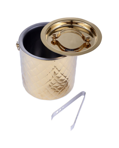 Luxurious Elegant Diamond Ice Bucket With Lid & Tong | 7 x 12 inches