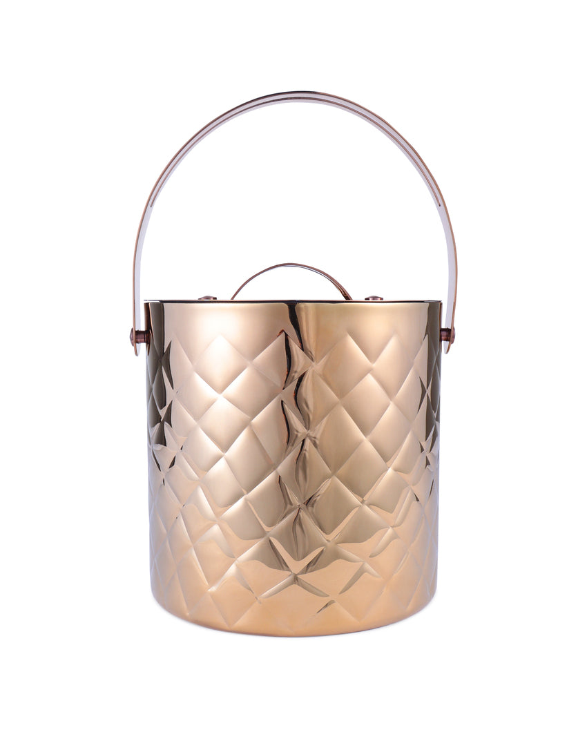 Luxurious Elegant Diamond Ice Bucket With Lid & Tong | 7 x 12 inches